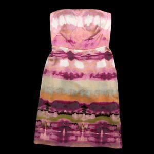 Banana Republic Silk Strapless Wedding Party Cocktail Multicolor Dress Size 0